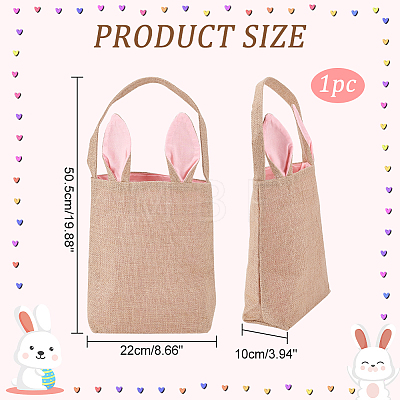 Easter Theme Jute & Cloth Rabbit Ear Gift Bags ABAG-WH0025-07A-1