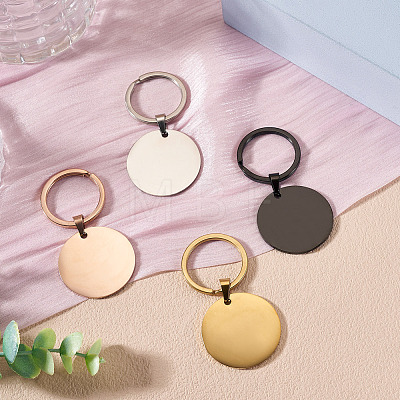 4Pcs 4 Styles Stainless Steel Keychains KEYC-TA0004-81F-1