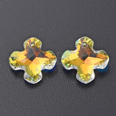Electroplated Glass Charms EGLA-N006-013D-1