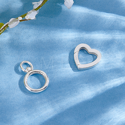 2Pcs 2 Styles 925 Sterling Silver Spring Gate Rings STER-ME0001-59-1