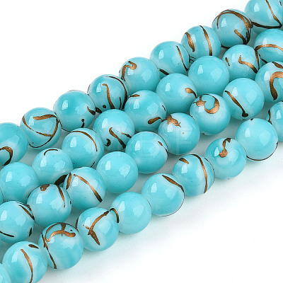 Baking Paint Glass Beads Strands DGLA-N010-8mm-03-1