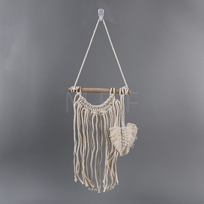 Cotton Cord Macrame Woven Wall Hanging HJEW-C010-07-1