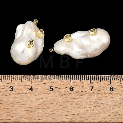 Brass & Pearl Micro Pave Cubic Zirconia Pendants KK-H259-13E-G01-1