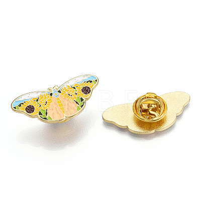 Butterfly with Sunflower Enamel Pin JEWB-G014-B01-1