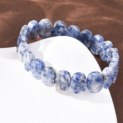 Natural Blue Spot Jasper Faceted Beaded Stretch Bracelets for Women BJEW-K251-07M-1