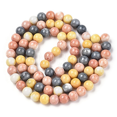 Opaque Crackle Glass Round Beads Strands GLAA-T031-10mm-01G-1