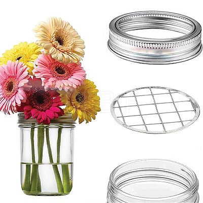 304 Stainless Steel Mason Jar Flower Frog Lid AJEW-WH0347-98A-1