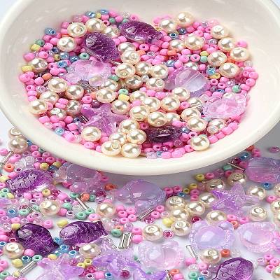 Ocean Theme Diy Painted Glass Beads DIY-YW0008-82E-1