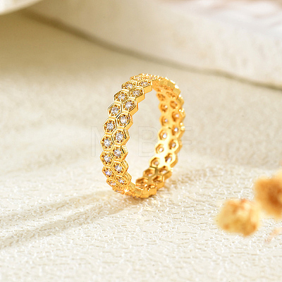 Brass Micro Pave Cubic Zirconia Finger Rings for Women QU5613-3-1