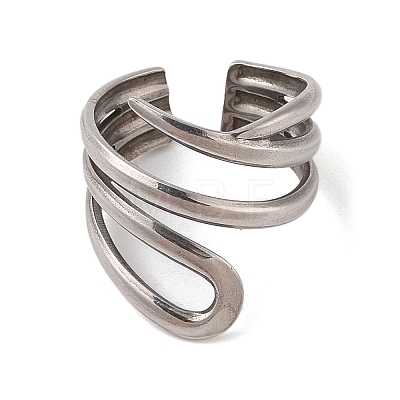 Non-Tarnish Geometric 304 Stainless Steel Cuff Rings for Women RJEW-G322-06P-1