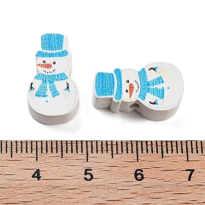 Christmas Theme Printed Wood Beads WOOD-M015-05D-1