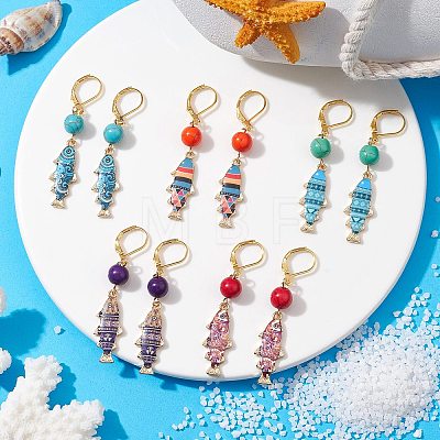 Alloy Fish Dangle Leverback Earrings EJEW-JE05639-1