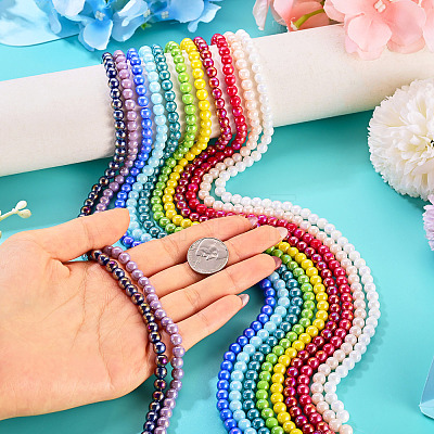 11Strands 11 Colors Electroplate Opaque Glass Beads Strands GLAA-TA0004-34-1