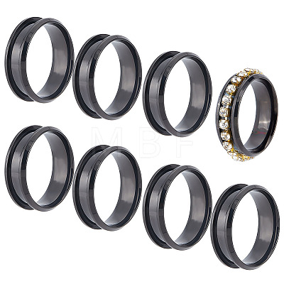 Unicraftale 10Pcs Stainless Steel Grooved Finger Ring Settings STAS-UN0039-22A-1