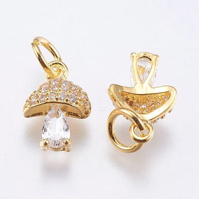 Brass Micro Pave Cubic Zirconia Charms RB-I077-25G-RS-1
