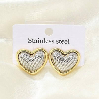 304 Stainless Steel Two Tone Stud Earrings EJEW-A124-01D-1