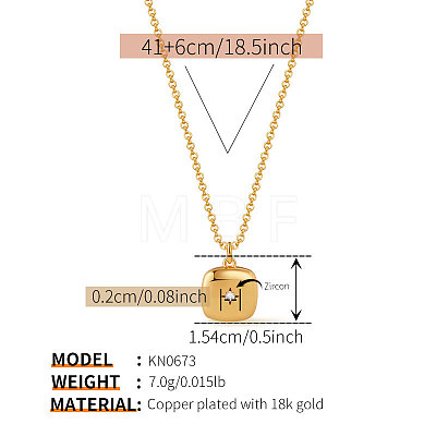 Brass Micro Pave Clear Cubic Zirconia Geometric Pendant Cable Chain Necklaces for Women WG4F4F3-03-1