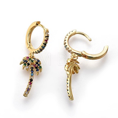 Brass Dangle Hoop Earrings EJEW-F190-10G-1