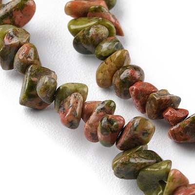 Natural Unakite Beads Strands G-G0003-B13-1