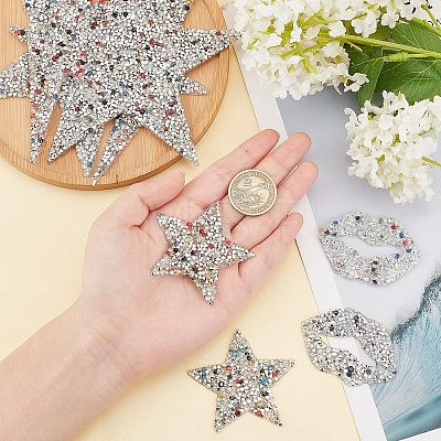 Fingerinspire 8Pcs 5 Style Glitter Hotfix Rhinestone DIY-FG0002-34-1