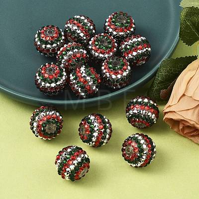 Christmas Theme Resin Rhinestone Round Beads RESI-S313-18x20-09-1