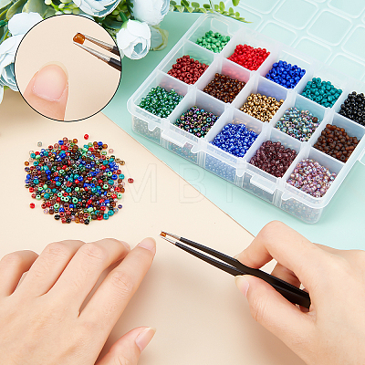  300g 15 Colors Glass Seed Beads SEED-NB0001-30-1