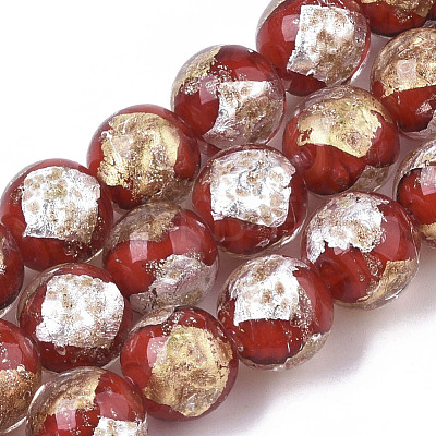 Handmade Gold Sand Lampwork Bead Strands FOIL-T003-01E-1