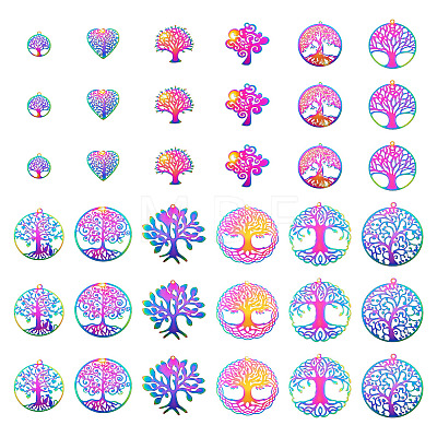 48Pcs 12 Style 201 Stainless Steel Filigree Pendants STAS-BY0001-21-1