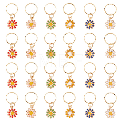  36Pcs 6 Colors Daisy Alloy Enamel Dreadlocks Beads OHAR-NB0001-27-1