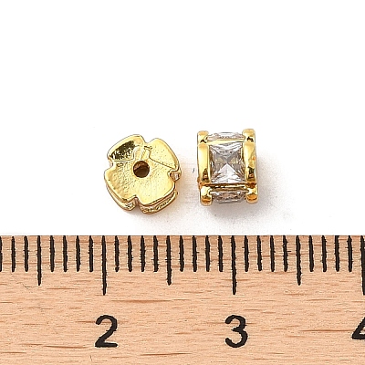 Rack Plating Brass Cubic Zirconia Beads KK-K273-14G-1