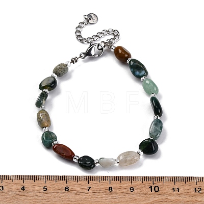 Natural Indian Agate Beaded Bracelets for Women G-P563-07P-20-1