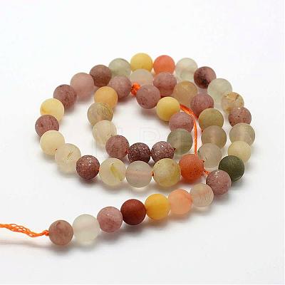 Natural Rutilated Quartz Beads Strands G-K193-8mm-11-1