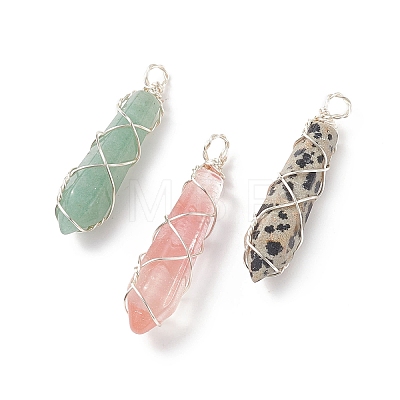 Natural & Synthetic Mixed Stone Pointed Pendants PALLOY-JF01742-02-1