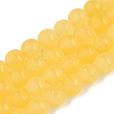 Frosted Natural White Jade Beads Strands G-T138-8mm-209J-1