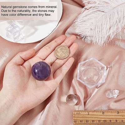 CRASPIRE 2Pcs 2 Style Natural Amethyst Crystal Ball DJEW-CP0001-09-1