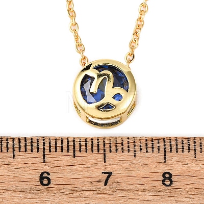 Brass Pave Cubic Zirconia Birth Stone Constellation Pendant Cable Chain Necklaces NJEW-D334-01G-06-1