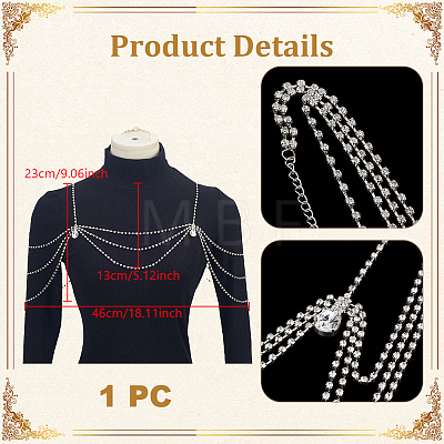 Ally Crystal Rhinestone Multi-Layered Twisted Chain Shoulder Body Chains for Women AJEW-WH0596-745-1