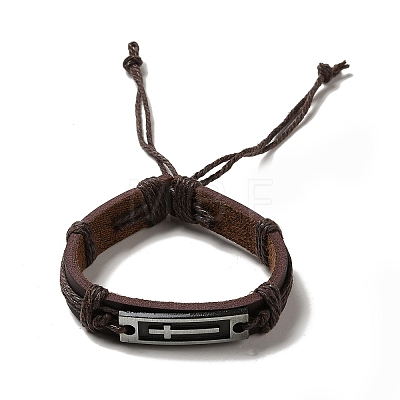 Alloy Rectangle with Cross Link Bracelet BJEW-C037-01B-1