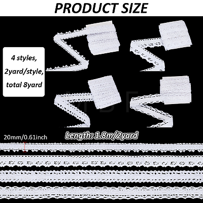 4 Rolls 4 Styles Cotton Flower Lace Ribbon OCOR-FG0002-77A-1