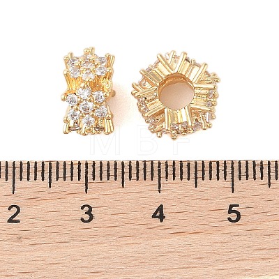 Brass Micro Pave Clear Cubic Zirconia Beads KK-B100-005G-1