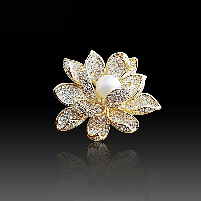 Flower Alloy Crystal Rhinestone Brooch PW-WG24C40-01-1