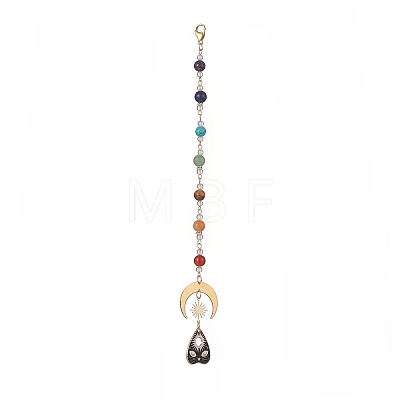 4Pcs 4 Style Natural & Synthetic Mixed Gemstone Chakra Pendant Decorations HJEW-JM00922-1