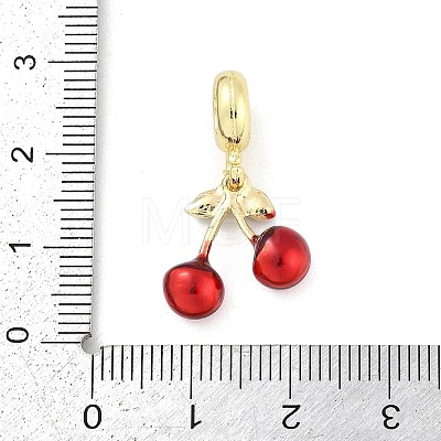 Brass Enamel Fruit European Dangle Charms KK-Z090-08G-04-1