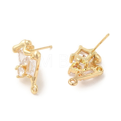 Brass with Clear Cubic Zirconia Stud Earring Findings KK-G499-06G-1