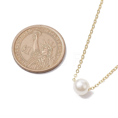 Round Acrylic Imitated Pearl Pendant Necklaces NJEW-JN04777-1