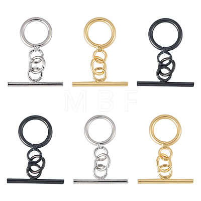 7Pcs Ring Brass Toggle Clasps KK-TADJ0001-22-1