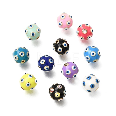 Brass Enamel Beads KK-CBA0E55-01C-G-1