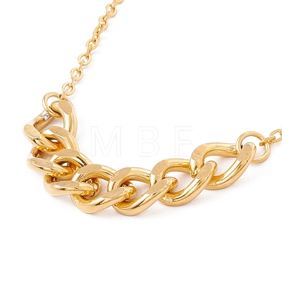 Curb Chains Dangle Stud Earring and Pendant Necklace SJEW-E043-03-1