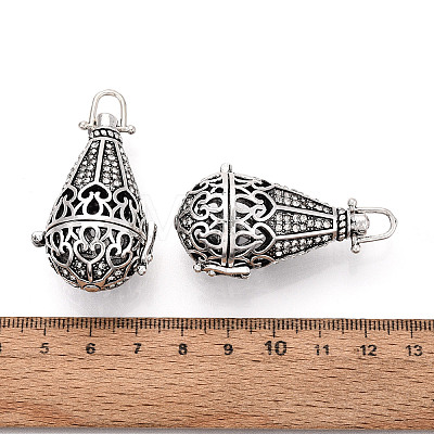 Rack Plating Brass Cage Pendants KK-S751-067AS-1
