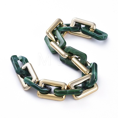 Handmade CCB Plastic Boston Link Chains AJEW-JB00683-01-1